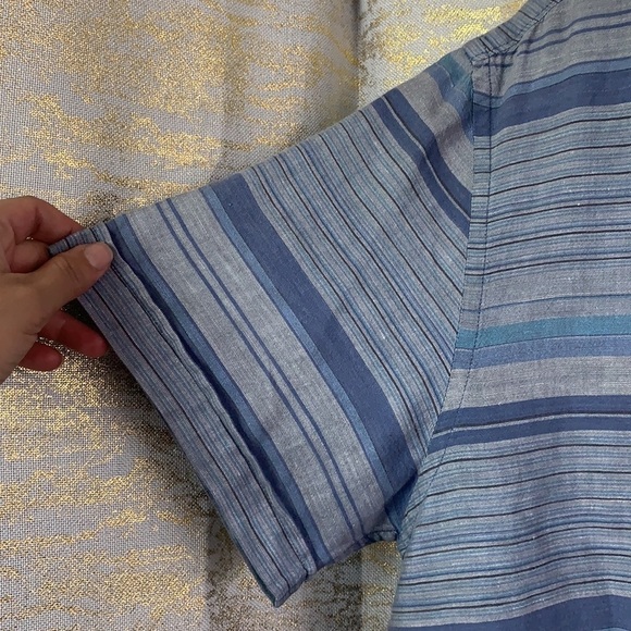 Perry Ellis blue striped short sleeve men’s shirt size L - Picture 4 of 11